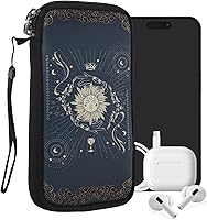 Vista 1 de kwmobile Funda de neopreno para smartphone talla XL - 6.7/6.8 pulgadas - Funda protectora para teléfono - Tarjeta de tarot azul oscuro/amarillo/negro