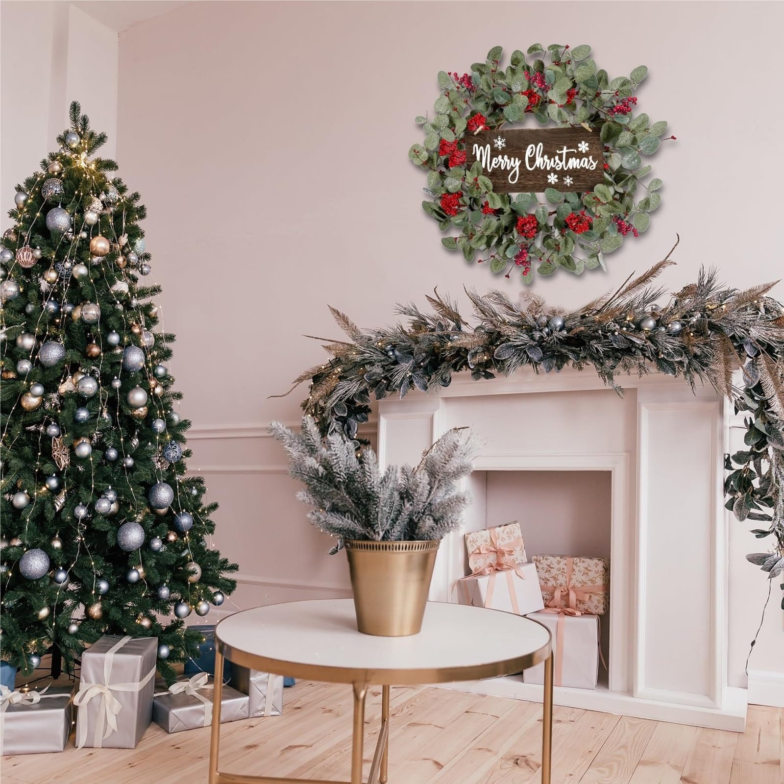 Winterkranz Dekokranz Künstlicher Weihnachtskranz, Winterkranz, Weihnachtsschmuck, Außendekoration Adventskranz Christbaumschmuck