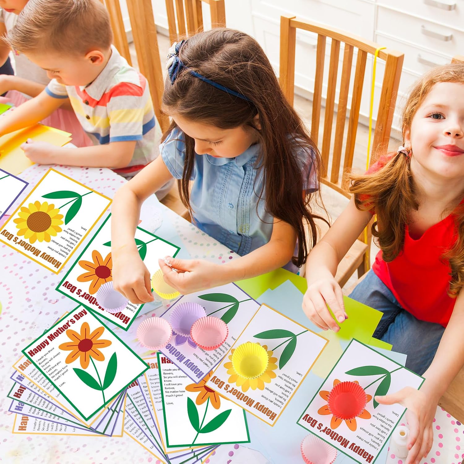 Hollowfly 30 Set Mother's Day Picture Frame Craft Kits for Kids DIY Flower Photo Crafts with Greeting Cards Spring Picture Paper Arts Gifts Bulk for Mom Classroom School Toddlers Fun Activities