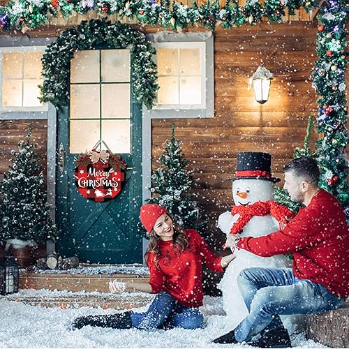 Miniatura 5 de Corona de decoración de Feliz Navidad, letrero frontal para decoración de puerta, decoración rústica de madera para puerta delantera, porche,