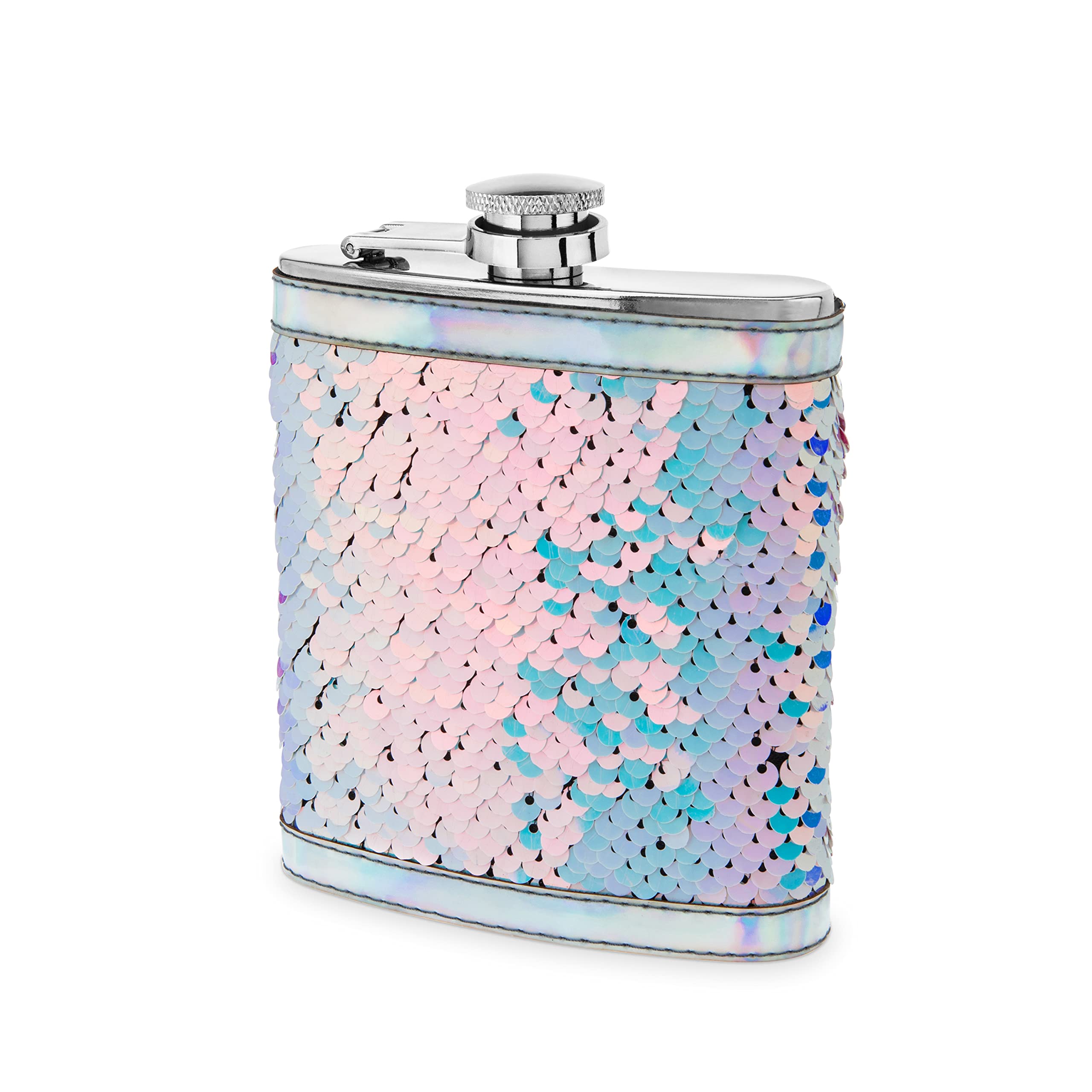 Splash: Mermaid Change Sequin Captive Flask by Blush®