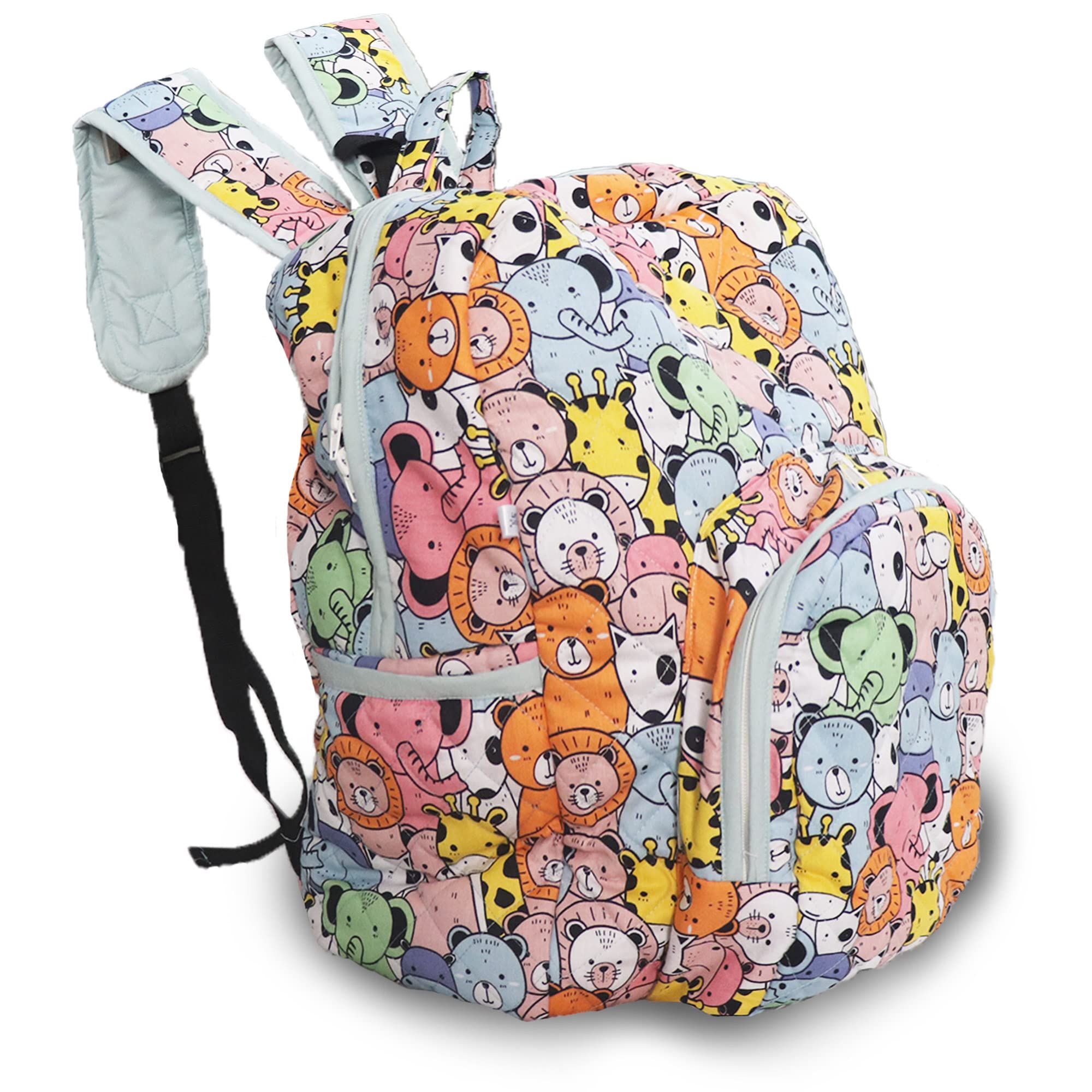Kradyl Kroft Diaper Bag Backpack quilted Baby Diaper Maternity Baby Changing Bags (Happy Zoo)-image-10