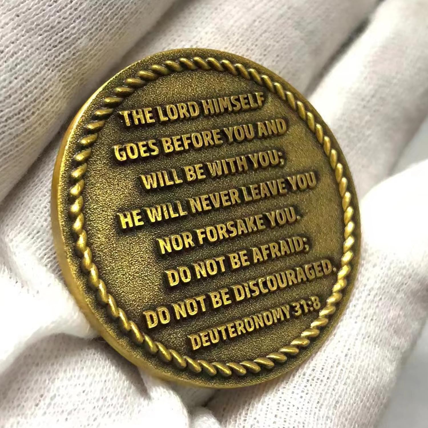 Anchored in Christ The Lord is My Light and My Salvation Christian Challenge Coin Bible Verses Pocket Token Perfect As Graduation Gifts (Pack of 4)