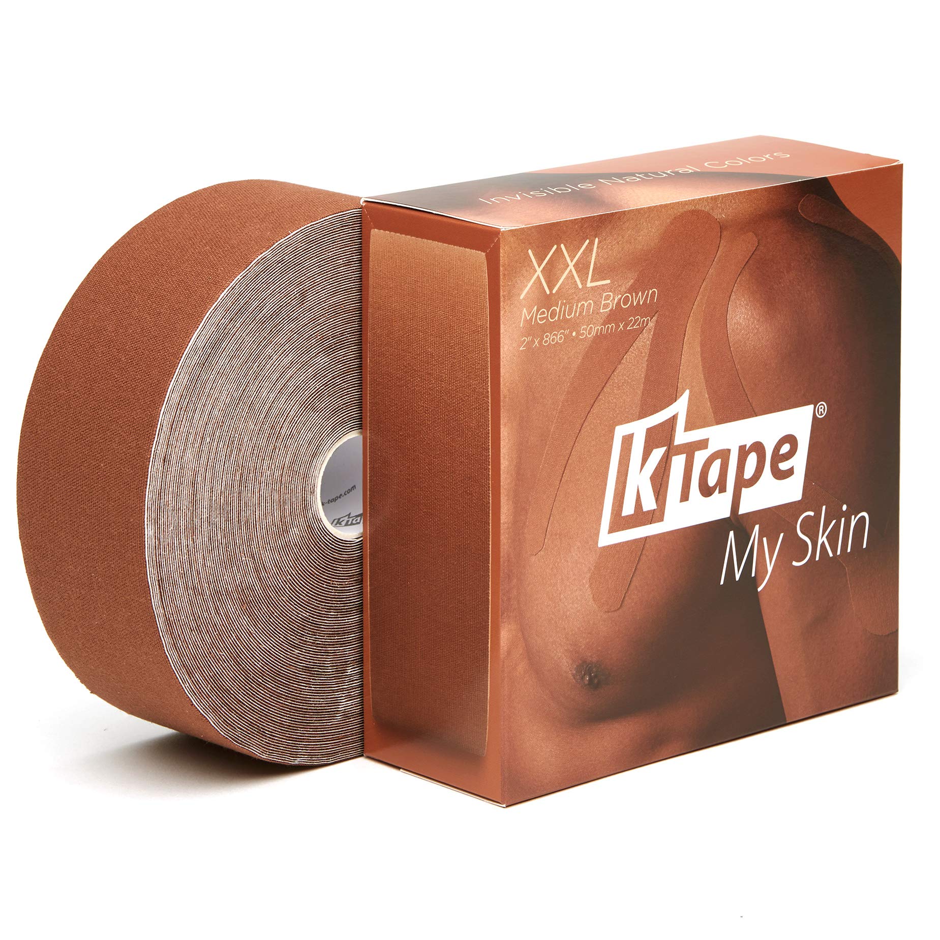 K-Tape® My Skin Medium Brown XXL (Rotolo XXL, 5cm x 22m)[Colore: Marrone medio]