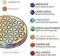 Vista 2 de Orgonite Crystal Placa de carga de agua: posavasos de equilibrio de chakras y generador de energía positiva, flor de la vida y con 7 cristales 7