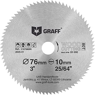 3 Inch Circular Saw Blade for Wood, Plywood, Laminate, Drywall, Plastic – 80T Wood Cutting Circular Saw Blade with 3/8 Inch Arbor from GRAFF