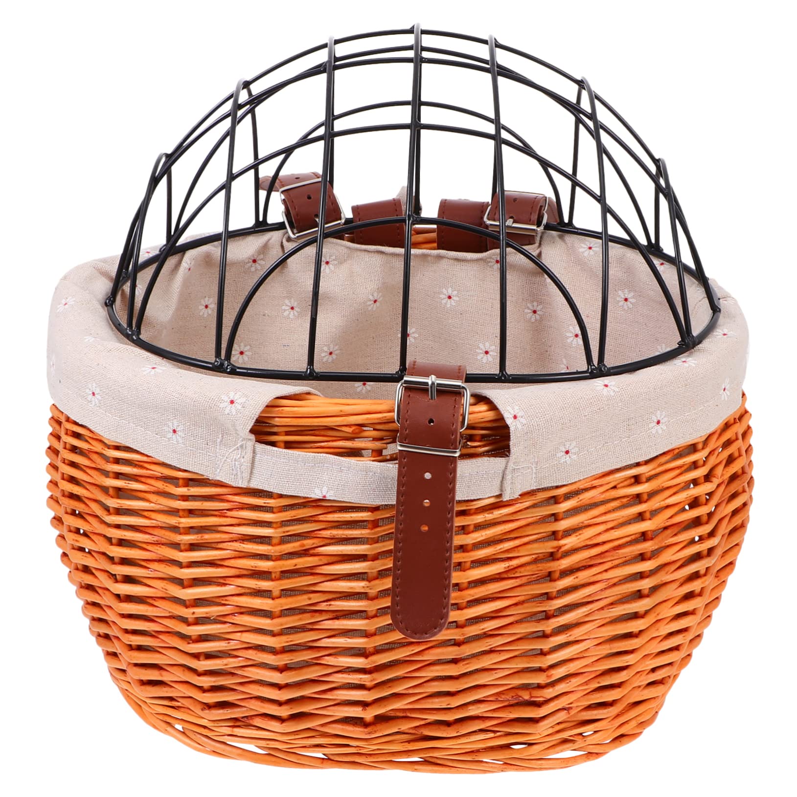 HEMOTON Panier Vélo Osier Tressé pour Animaux Chat Chien Panier De Vélo De Rangement Robuste Installation Facile Et Rapide