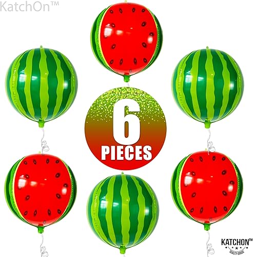 Miniatura 3 de KatchOn, Globos grandes de sandía de 22 pulgadas, paquete de 6, globos de verano para decoraciones de cumpleaños de sandía, decoraciones de fiesta
