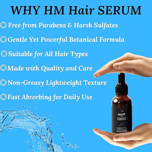 Miniatura 5 de HM - Suero vegano para el crecimiento del cabello, biotina y proteínas vegetales, fortalece el cabello, nutre el cuero cabelludo, añade brillo, sin