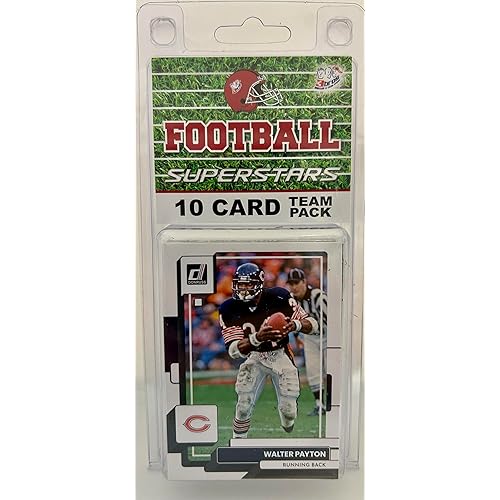 Chicago Bears- (10) Card Pack NFL Football Different Bear Superstars Starter Kit! Comes in Souvenir Case! Great Mix of Modern & Vintage Players for the Super Bears fan! By 3bros
