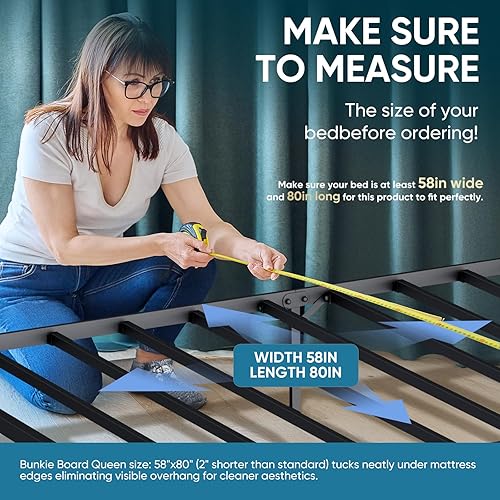 Miniatura 4 de Bunkie Board Queen - Tablas de cama de madera reforzada resistente para debajo del colchón, tablero de soporte universal para sofá cama con diseño