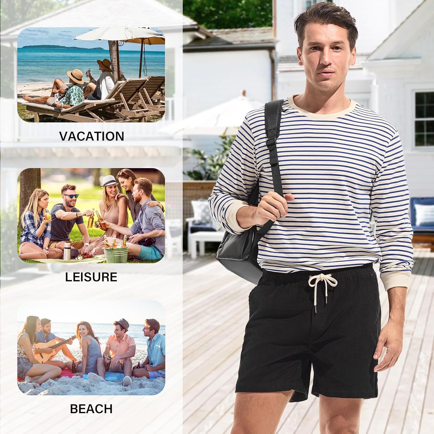 AMY COULEE Men's Cotton Corduroy Shorts, 5.5 Inch Elastic Waist Drawstring Vintage Casual Shorts with Pockets - Image 5