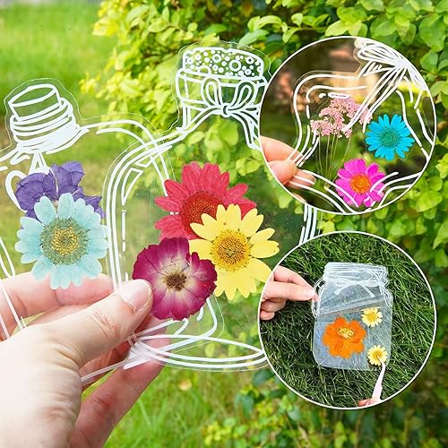 Miniatura 3 de DEARPIH Juego de 82 marcapáginas de tamaño grande, juego de marcapáginas de flores prensadas, incluye hojas de flores reales, bonita forma de