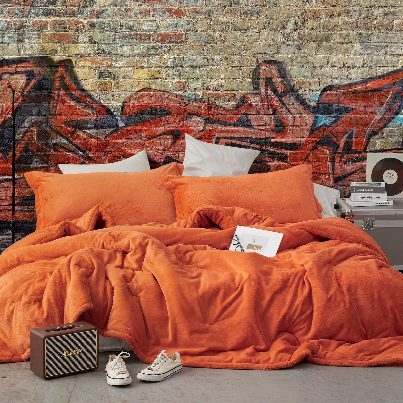 Byourbed Neon Nights - Coma Inducer® Oversized Queen Comforter Set - Neon Orange