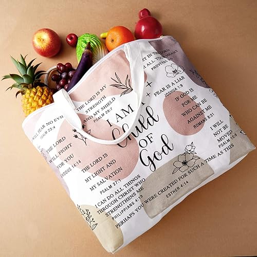 Miniatura 4 de Abbylike Bolsa de lona de girasol de regalo cristiano de 2 piezas con bolsa de maquillaje, versículo de la Biblia, bolsa religiosa para regalo de