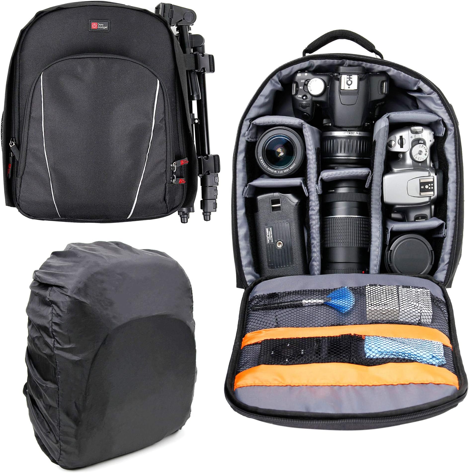 DURAGADGET Black Water-Resistant Backpack w/Customisable Interior & Raincover - Compatible with Liberty Imports Doctor Nurse Blue Medical Kit Playset - for Kids