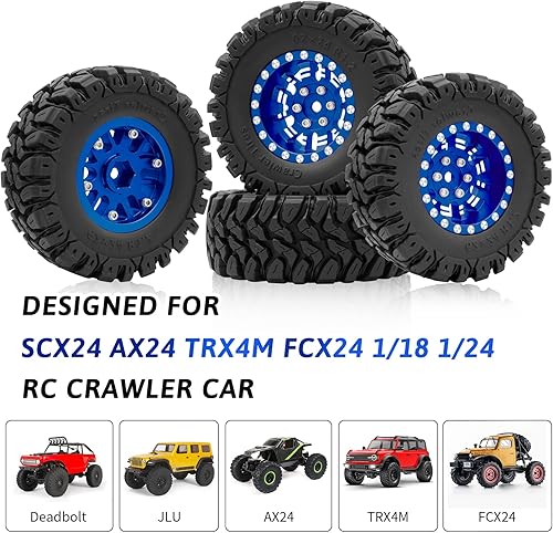 Miniatura 6 de OGRC 1.0 Plus (1.2 pulgadas) Beadlock Ruedas de 0.276 in de desplazamiento negativo llantas SS súper suaves pegajosas para TRX4M SCX24 FCX24 AX24