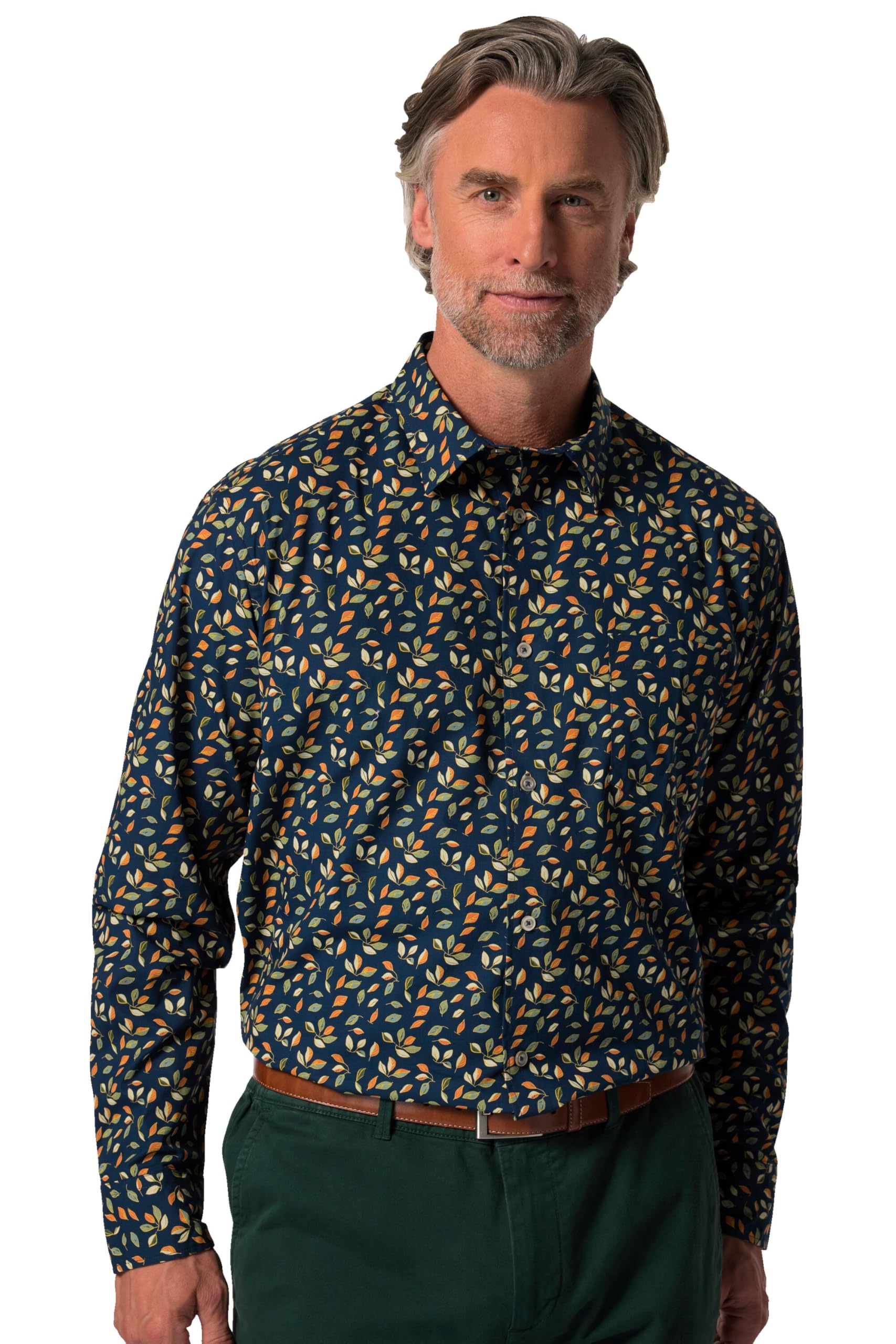 Boston Park Herren große Größen Übergrößen Menswear L-8XL Hemd, Langarm, florales Muster, Kentkragen, Comfort Fit 832367