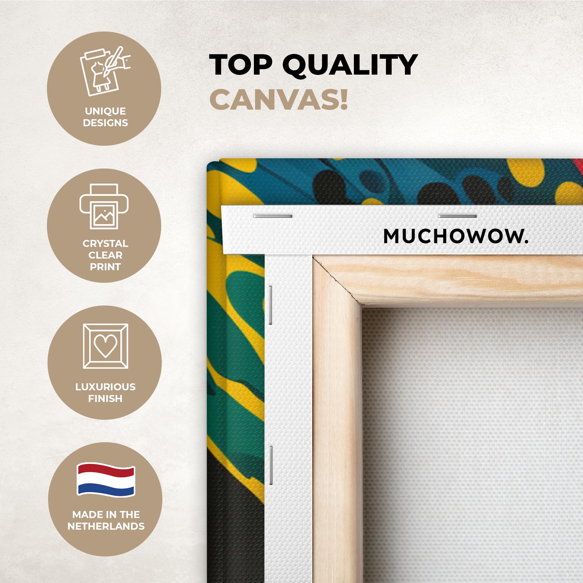 MuchoWow© Quadro Camera Da Letto 120x80 cm Quadri Soggiorno Decorazione Parete Quadri Moderni Su Tela Stampe Foto Con Cornice Quadretti Poster Casa Piante - Astratto - Vivace - Forme