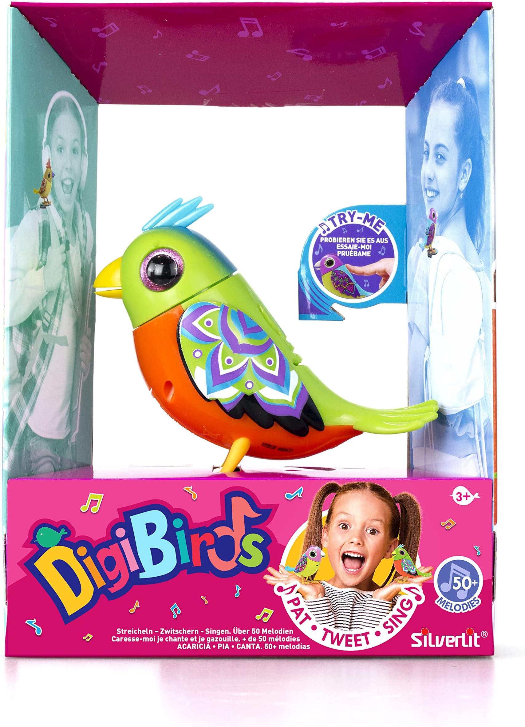 Digibirds Single Assorted Styles, Playset & Interactive, Animated Electronic Bird, Sounds, Record & Playback, Sings, Head Turns