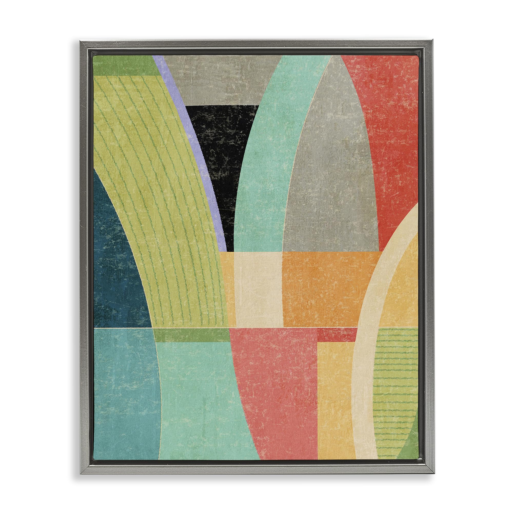 Stupell Industries Luster Gray (Matte) 'Retro Geometric Archways'| Floating Frame Canvas Art