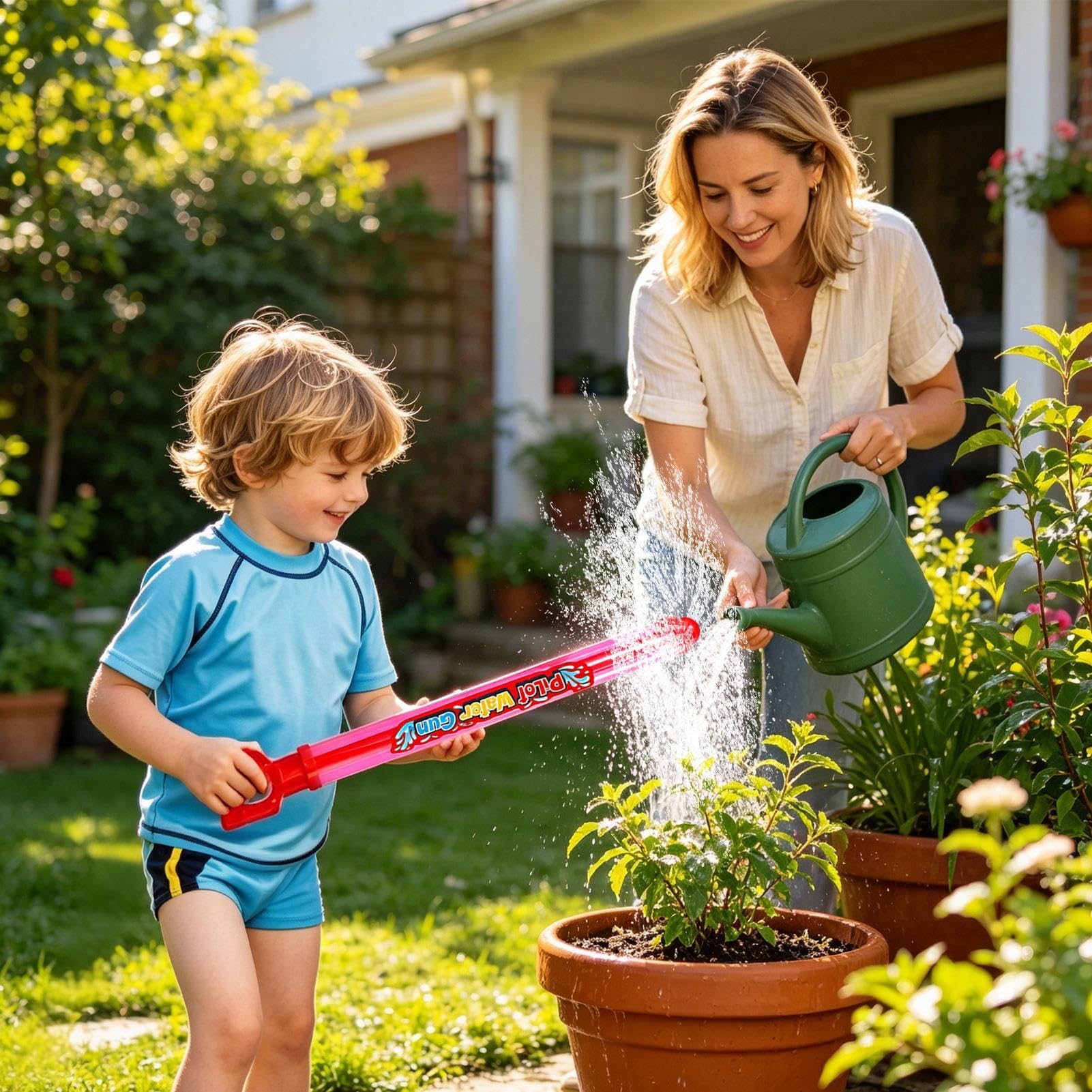 Rociador De Agua Infantil Juego De 2 Piezas De 360 Grados Interactivo Para | Pistola De Agua De Verano Infantil Para Chicos Chicas Familia Aire Libre Jardín Parque Patio Piscina Playa Baño