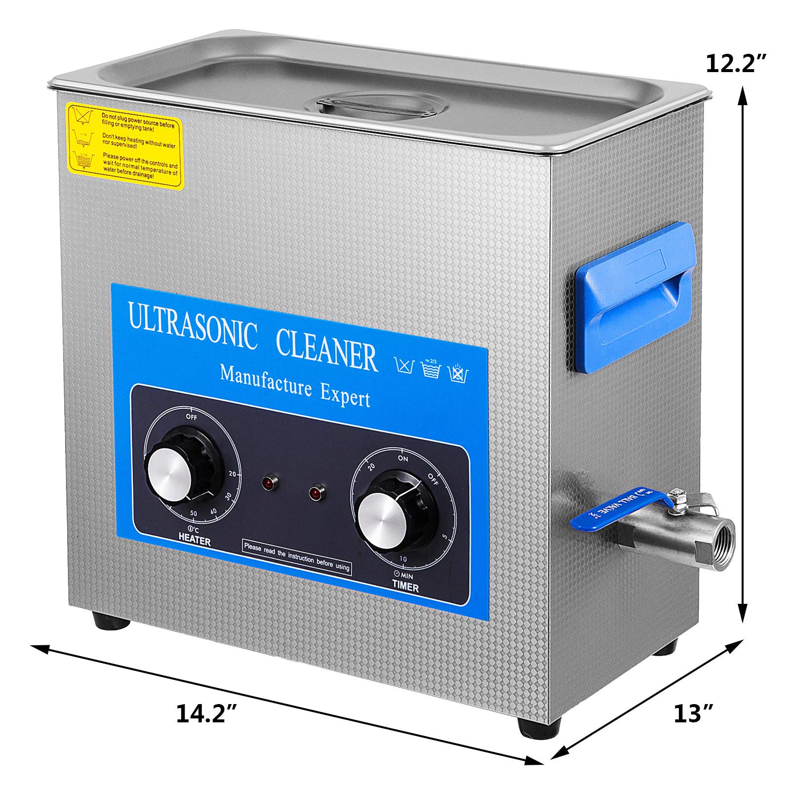 VEVOR Vasca Ultrasuoni Pulitore per Gioielli ad Ultrasuoni Lavatrice Ultrasuoni con Riscaldatore Timer per la Pulizia degli Occhiali Protesi Strumenti