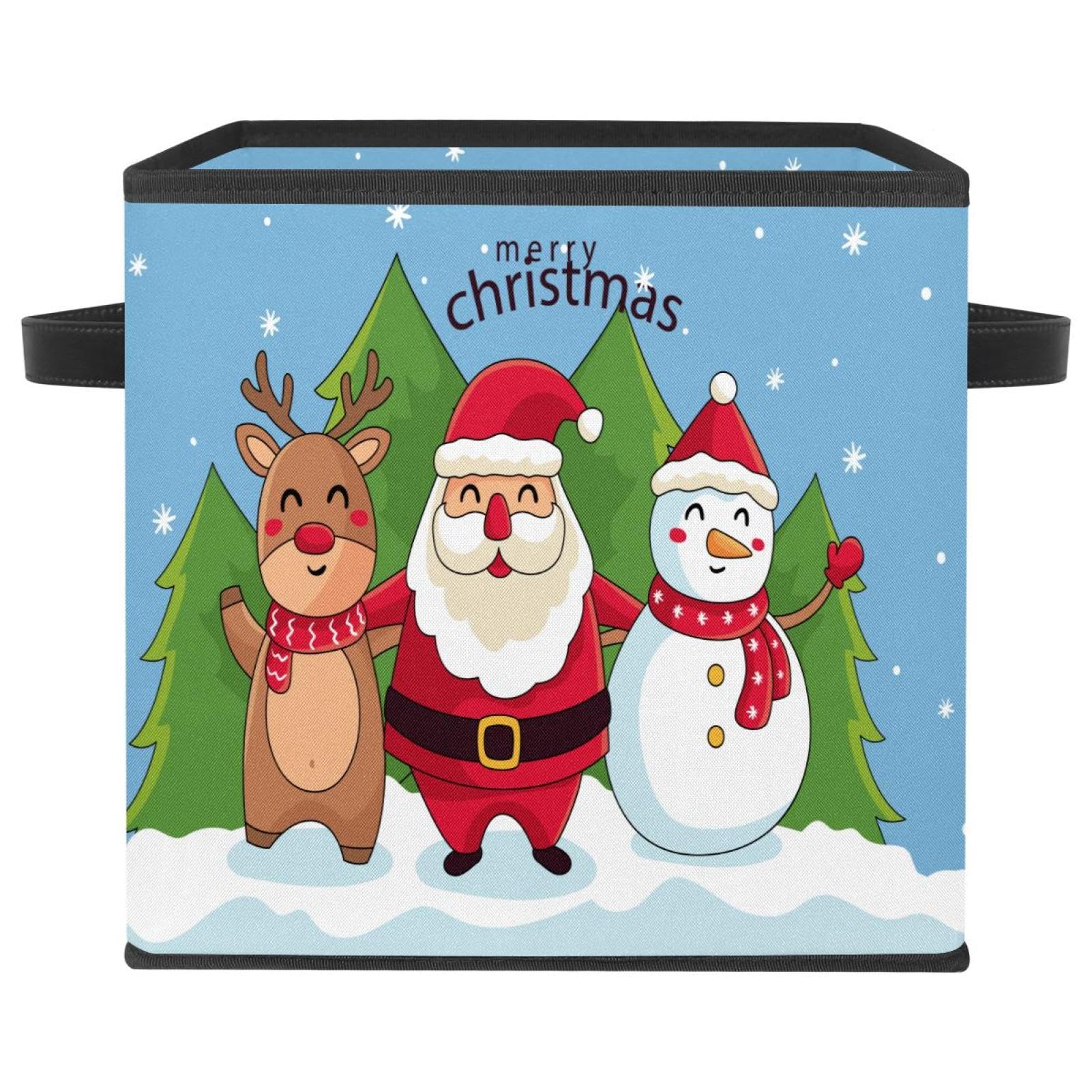 Organiseur de maison pliable en tissu imprimé Père Noël pour trier les jouets