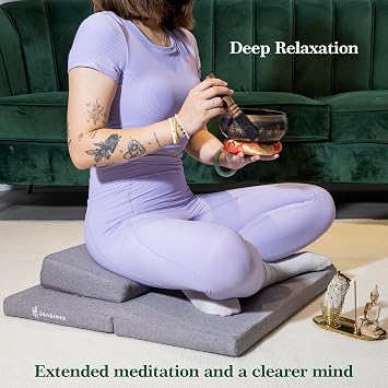 ZenBless Zafu and Zabuton Meditation Cushion Set,Yoga Meditation Floor Pillow,Large Square Meditation Mat and Pillow Set for Sitting on Floor(23.6)