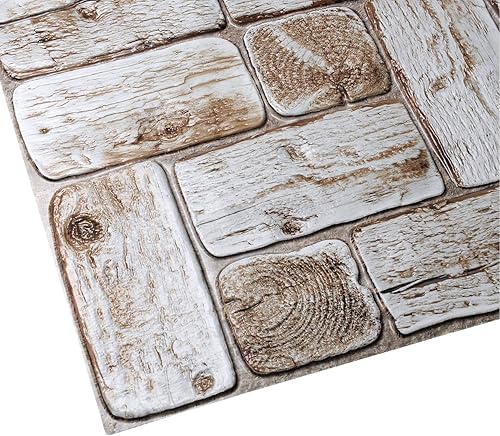 Miniatura 4 de Dundee Deco Panel de pared 3D de PVC de imitación blanco, 3.2 x 1.6 pies (37.8 in x 18.9 in), decoración de paneles de pared de diseño interior,