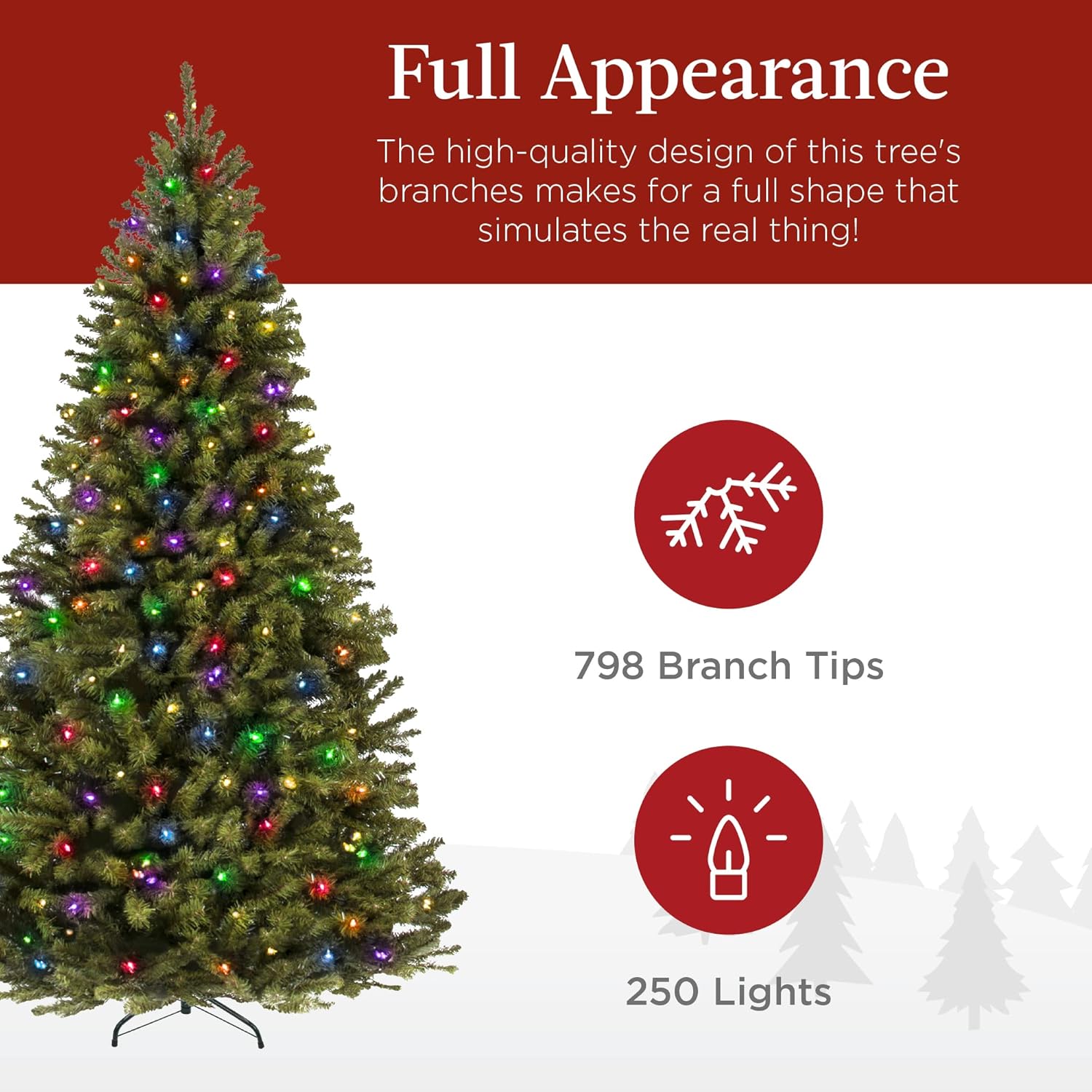 Best Choice Products Prelit Artificial Christmas Tree, 6ft Premium Lighted Realistic Spruce Holiday Décor w/Multicolor LED Lights, Easy Assembly