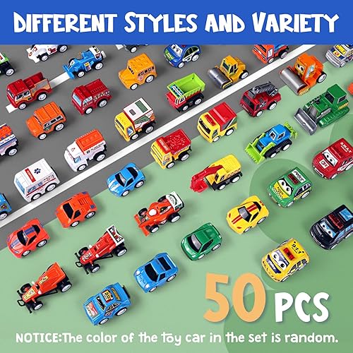 Miniatura 2 de 50 autos de juguete con organizador de plástico grande, autos para niños de 3 a 5 años, decoraciones de cumpleaños y fiestas, regalos de cumpleaños
