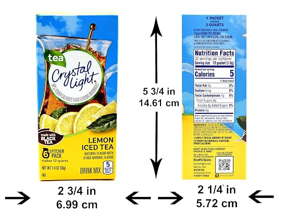 Crystal Light Iced Tea Drink Mix, Natural Lemon Flavor (12-Quart), 1.4-Ounce Packages (Pack of 4)