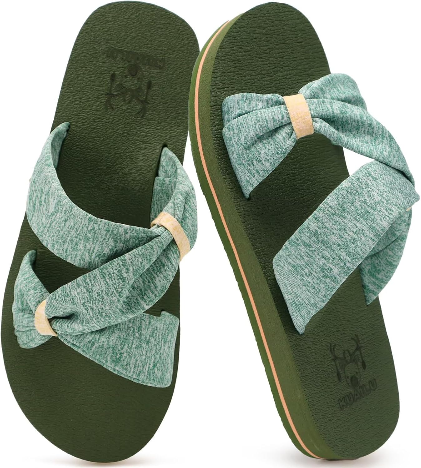 KuaiLu Womens Dressy Bow Sandals Arch Support Yoga Foam Cushion Comfortable Walking Slides Open Toe Summer Beach Indoor Outdoor Slippers - Image 8