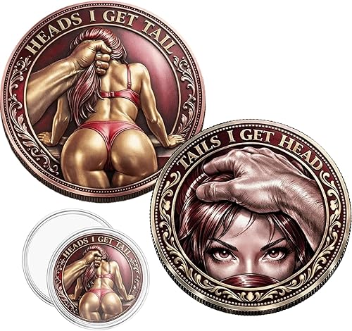 Heads I Get Tail/Tails I Get Head Commemorative Coin, Funny Heads and Tails Challenge Coins, Double-Sided Lucky Token, Heads I Get Tail, Tails I Get Head Humor Prank Gifts for Valentine's Day (B-1PC)
