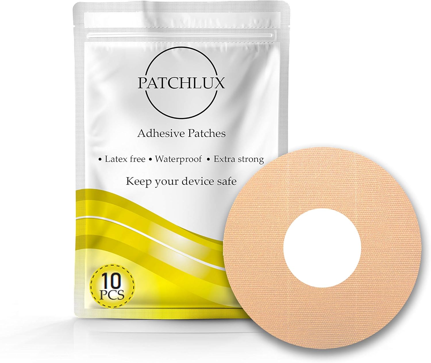 Patchlux - Adhesive Waterproof Patches for CGM Sensor Protection with Hole Size of 2.8 cm | Compatible with Freestyle Libre | CGM Tape| Long-Lasting Pre-Cut Tape (Beige) : Health & Household