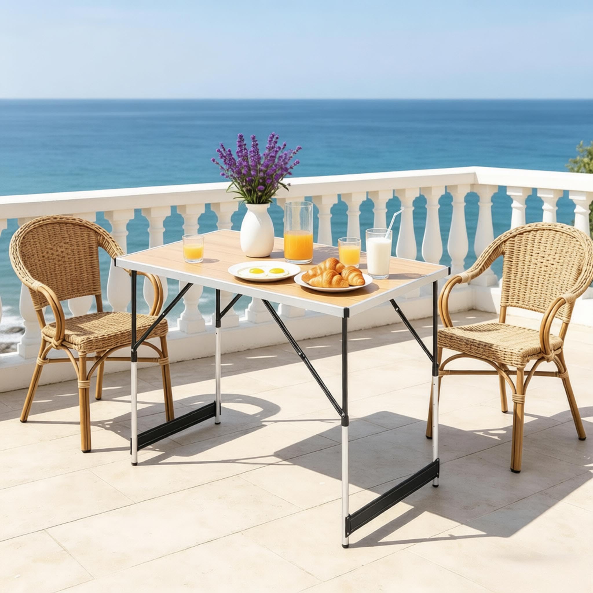 vutizal Tavolo pieghevole da campeggio e tavolo regolabile in altezza, tavolo pieghevole multifunzionale in alluminio come tavolo da giardino, tavolo da balcone, tavolo da pranzo o tavolino da esterno