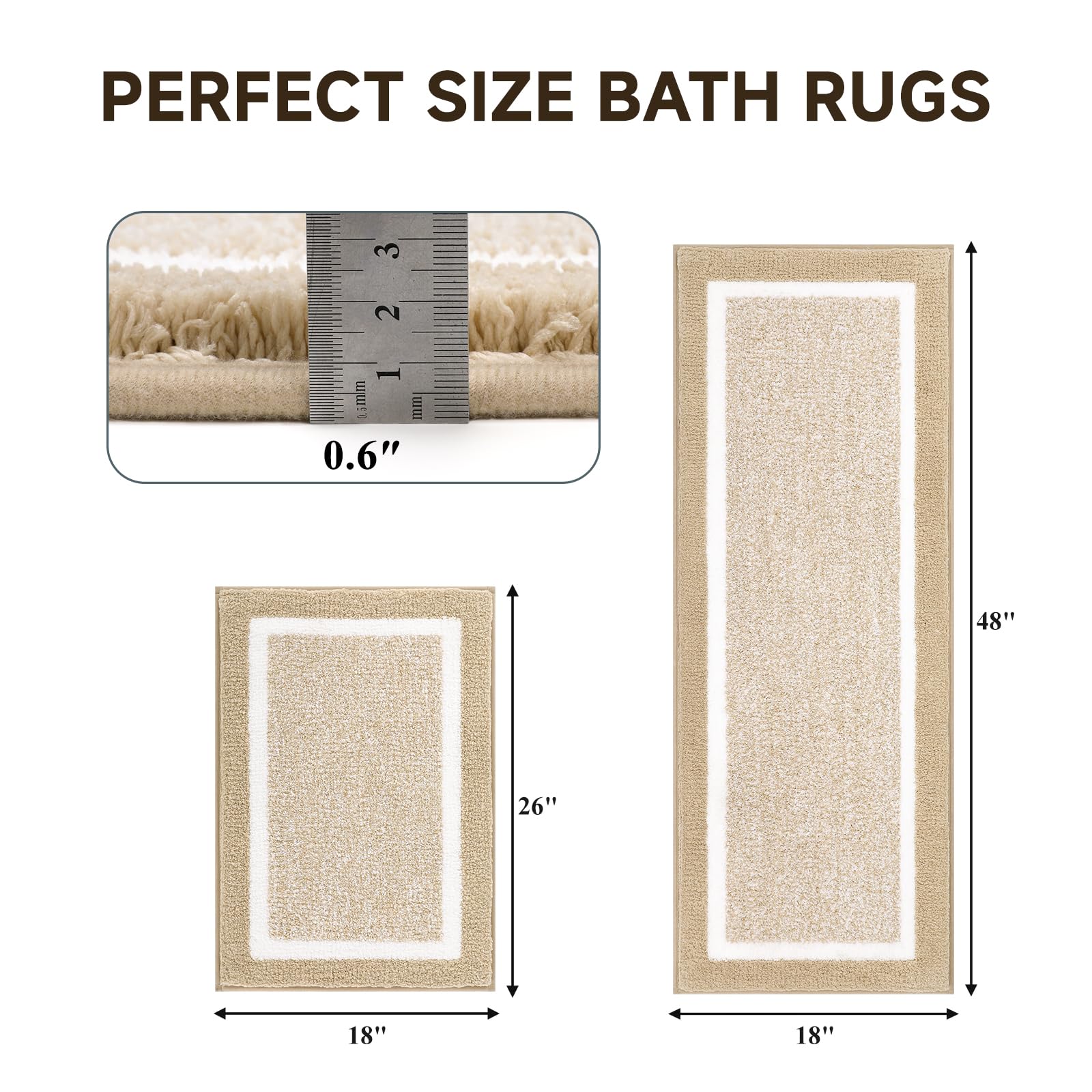 Pauwer - Juego de 2 alfombras de baño, antideslizantes, absorbentes, lavables a máquina, para el suelo del baño, bañera y ducha