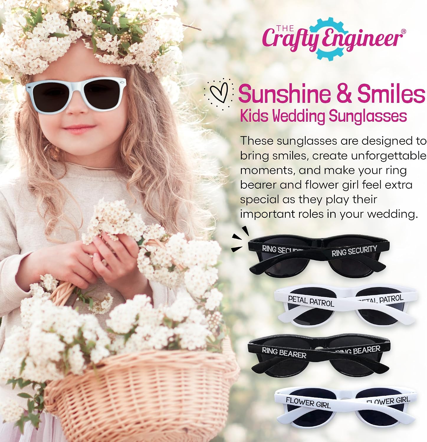 The Crafty Engineer Ring Bearer Sunglasses, Baby Boy & Kids Glasses, Ring Security Proposal Accessories, Wedding Favors, Gifts for Little Boys (Set of 2 Ring Bearer)