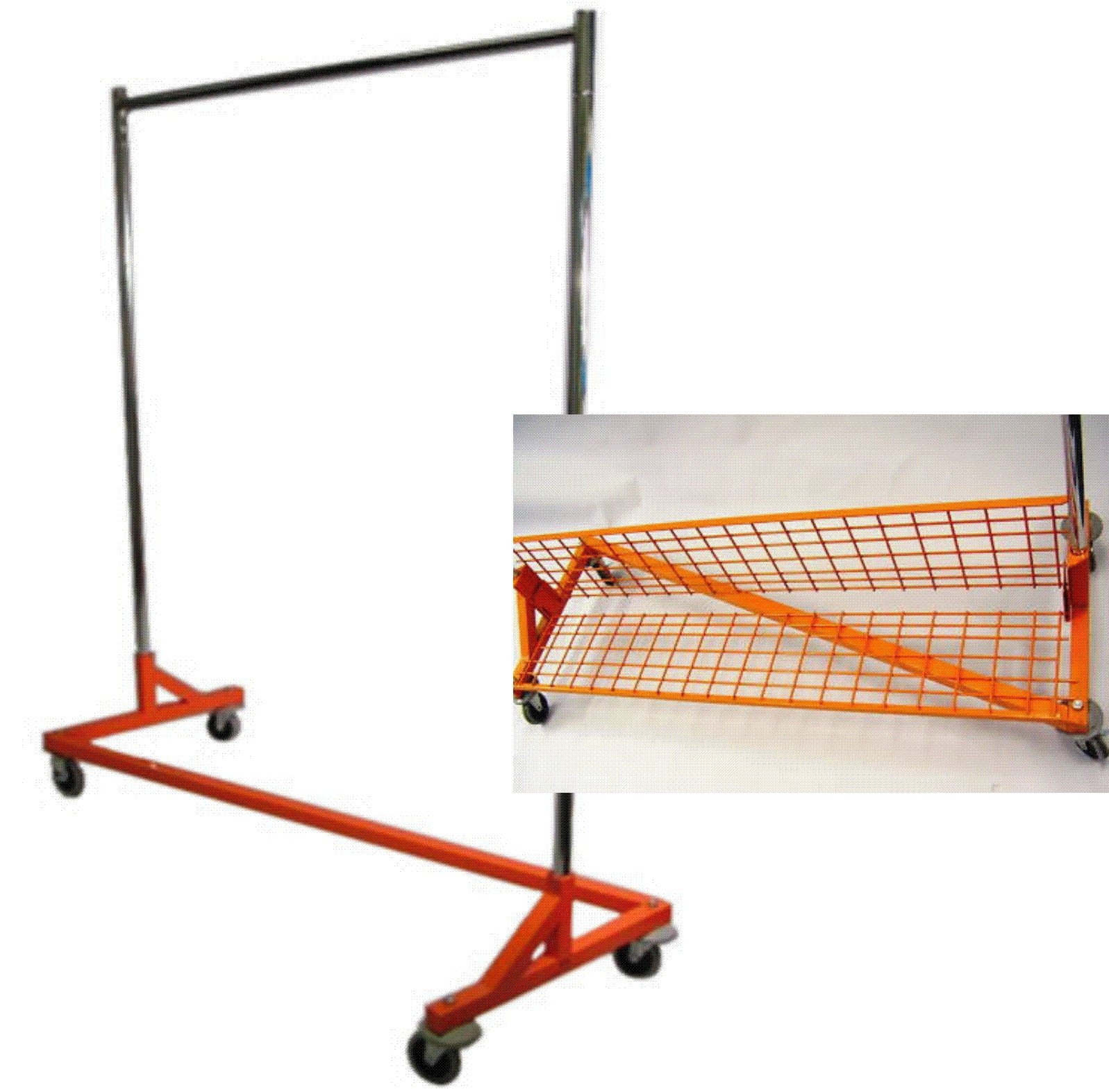 Buy Commercial Z Rack Rolling Garment Rack with Folding Bottom Shelf