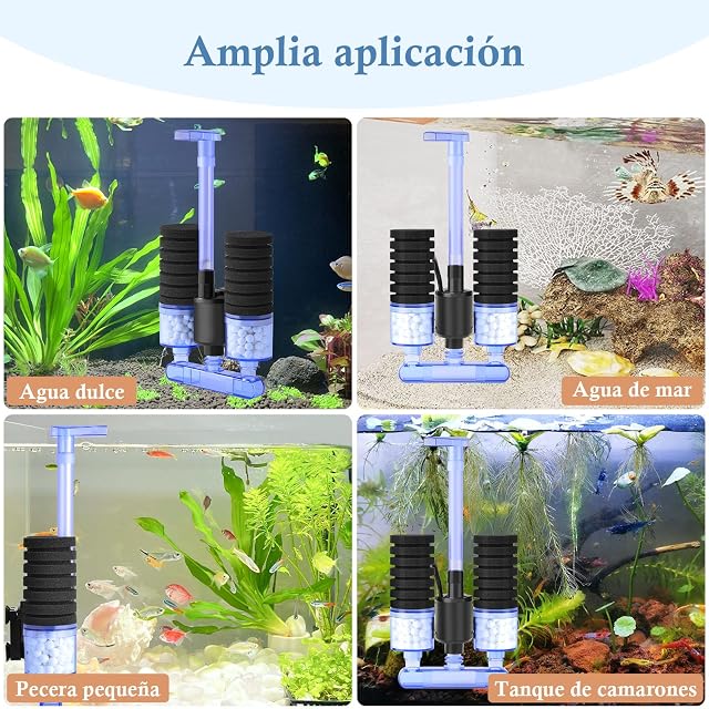 Foto 6 de 6 de FEDOUR Filtro de Esponja para Acuario con Bomba de Agua, Filtro Acuario Eléctrico Silencioso