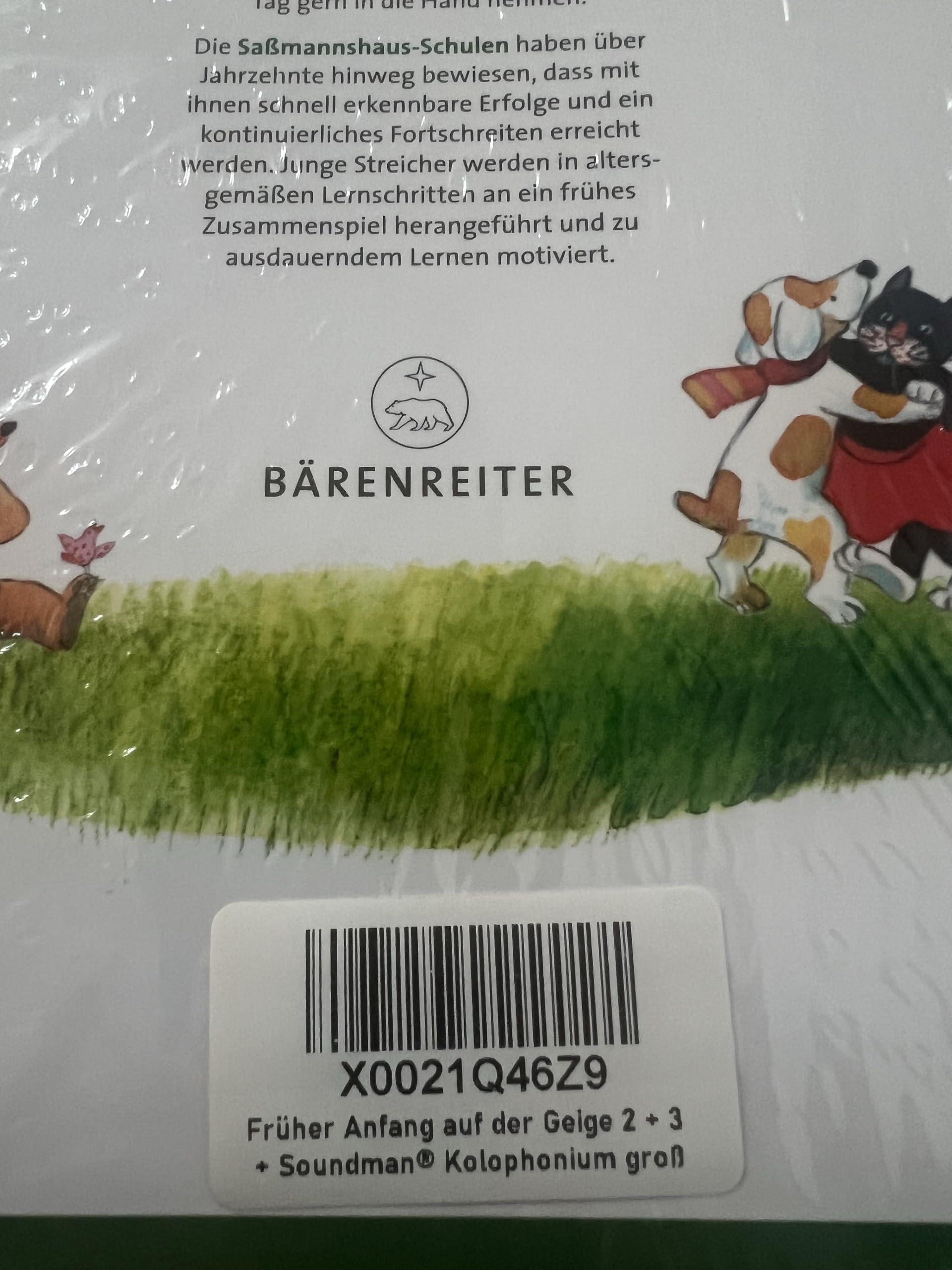 Früher Anfang auf der Geige Band 2 + 3 | Eine Violinschule für Kinder | Saßmannshaus | BA09672 + BA09673 | Bärenreiter Verlag | ISMN 9790006536474 + 9790006536467 | Soundman Kolophonium
