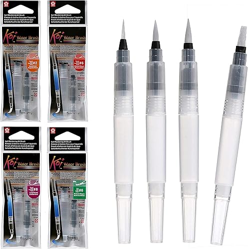 Sakura Koi - Cepillo de agua para acuarela, tanque de 0.1fl oz, 4 puntas de cepillo surtidas