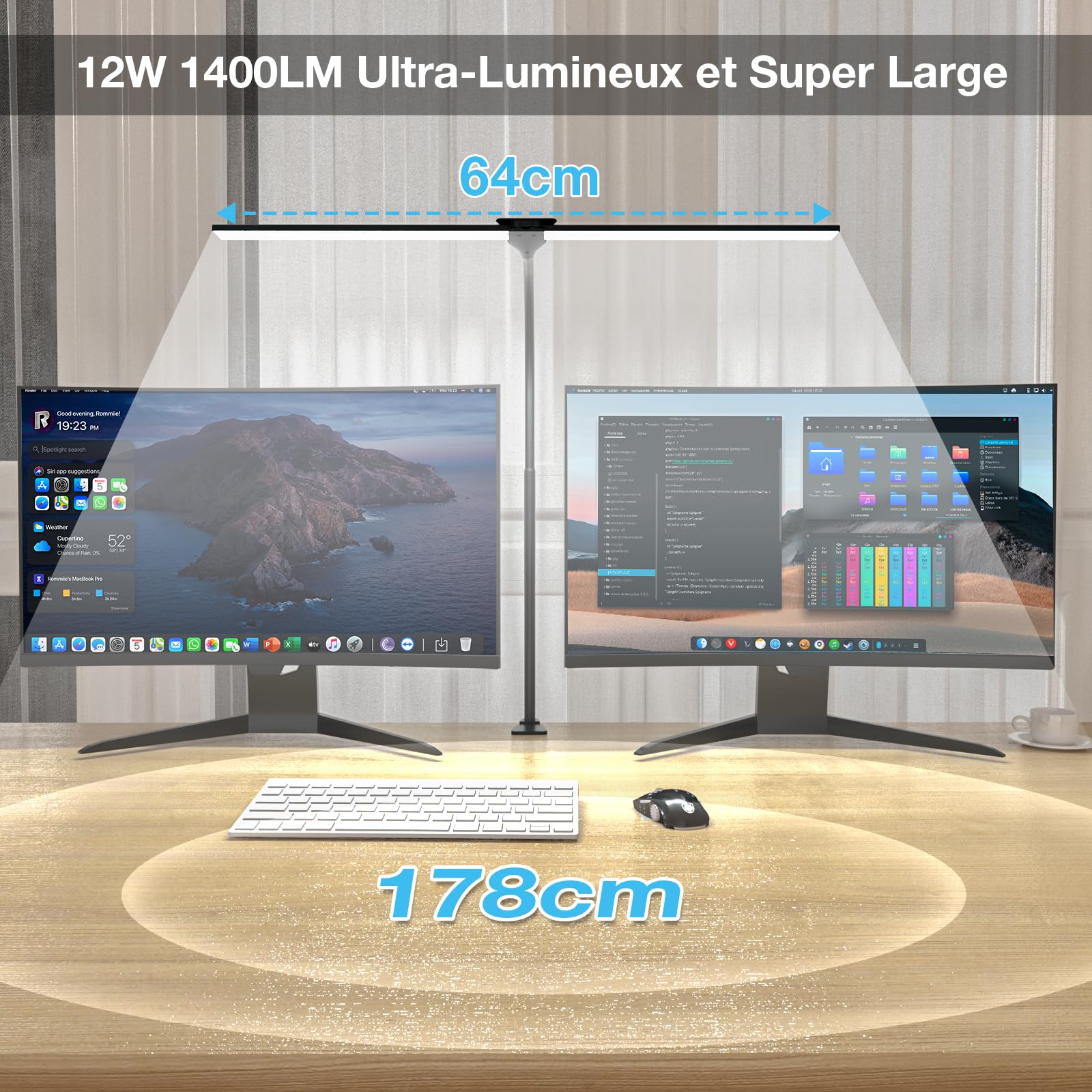Hensam Lampada da tavolo LED potente, dimmerabile lampada a clip architetto, 5 modalità di colore, protezione occhi luce scrivania touch controllo per PC lavoro, studio, nero