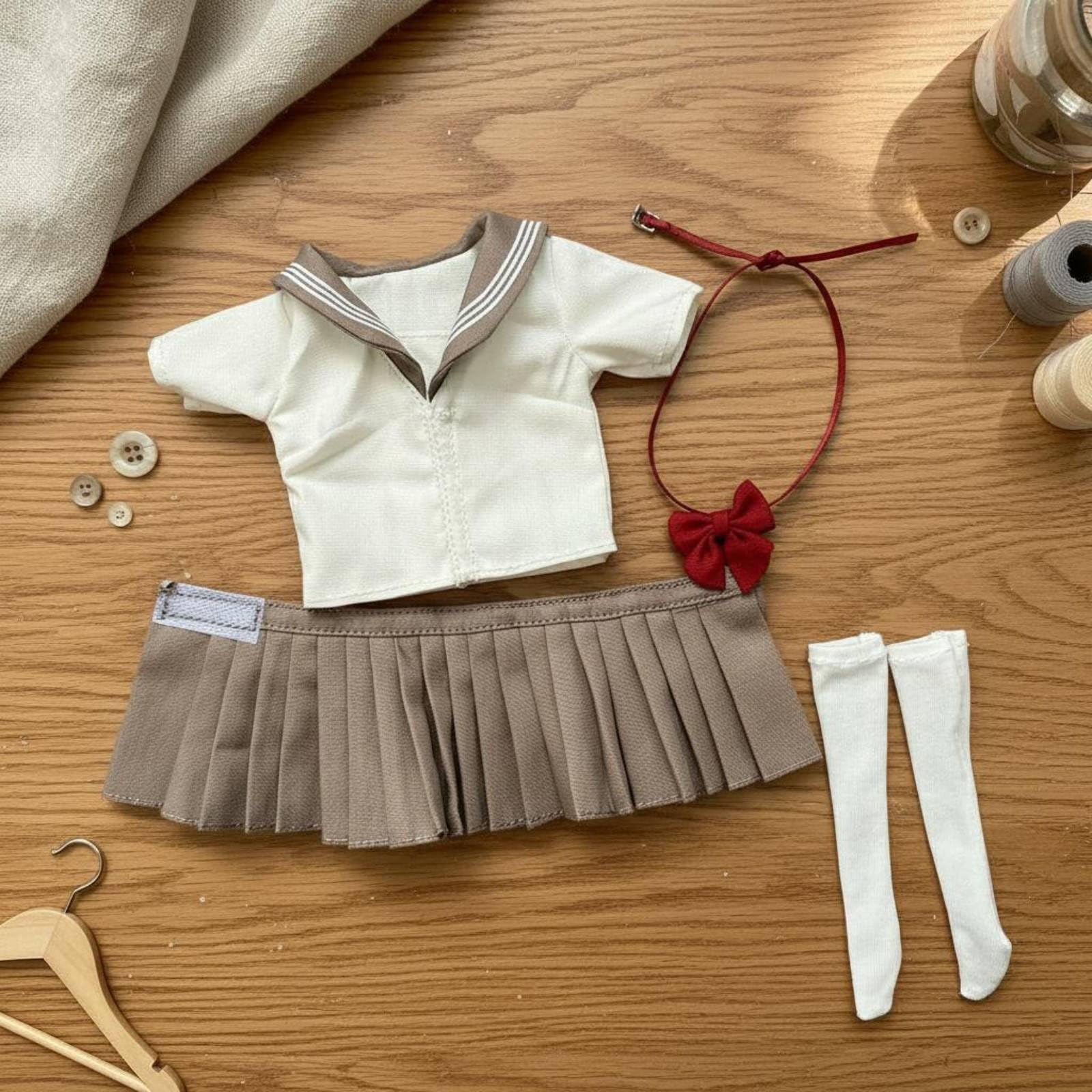 Abito Donna Uniforme Marinaretta Giacca Scolastica Gonna Accessori Tessuto Morbido Adatto per Collezionisti Bambole Action Figure Esposizione, Rosa