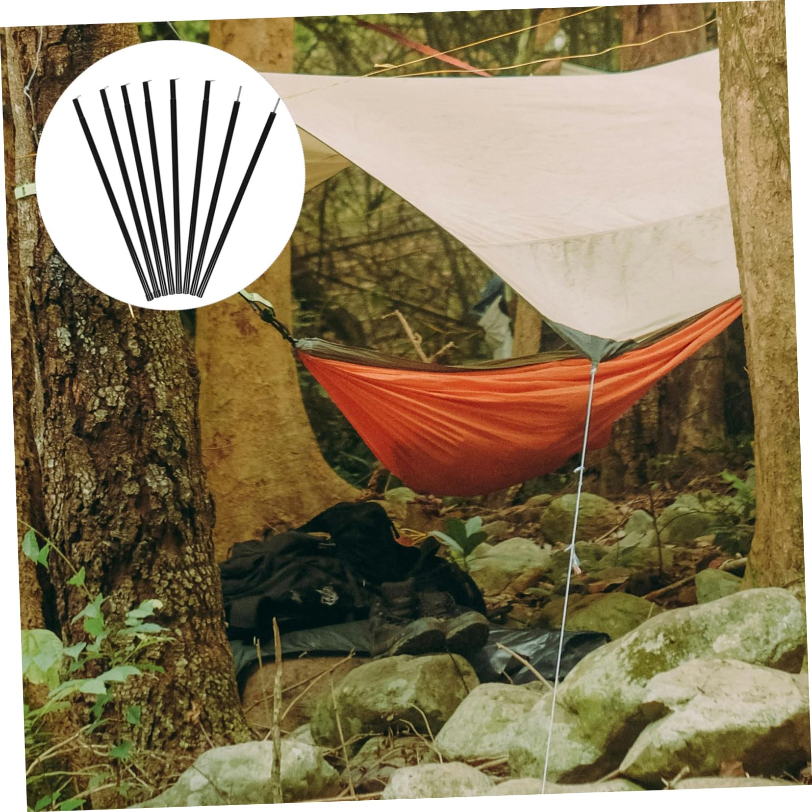 Zeltstützstange als Zeltplanenstange Schwarz aus Eisen Stabil und Zuverlässig Vielseitig Einsetzbar für Camping und Backpacking