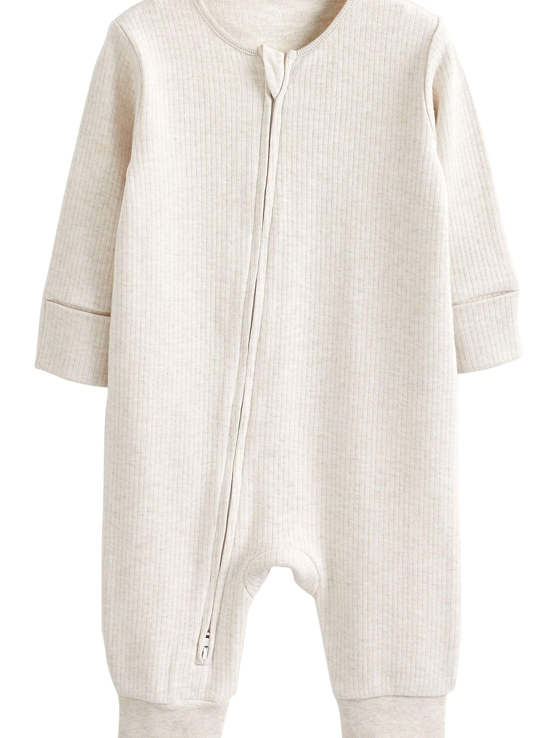 NEXT Noworodki unisex Zestaw 3 par śpiochów niemowlęcych bez stópek z dwustronnym suwakiem, 100% bawełny