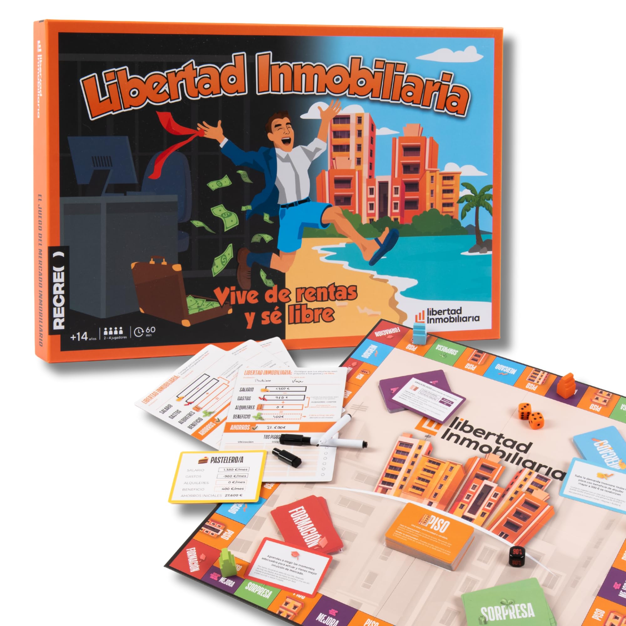 LIBERTAD INMOBILIARIA | Juego de Mesa Educativo | Juegos de Mesa Adulto Aprender a Invertir | Board Games Libertad Financiera Inversión Inmuebles | Juego de Mesa Adulto y Niños +14 años | Carlos Galan