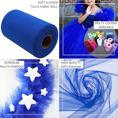 Miniatura 139 de Rollos de tela de tul rojo de 6 pulgadas por 100 yardas (300 pies), carrete de tela, cinta de tul para envoltura de regalos de Navidad, lazo de tutú