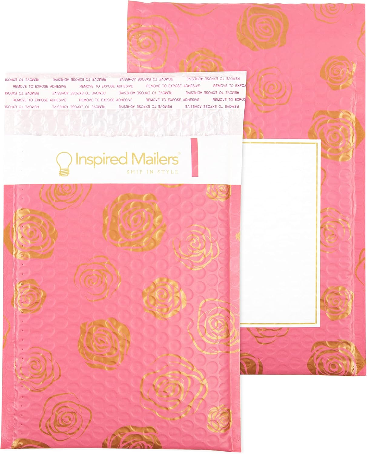 Small Bubble Mailers 6x9" Gold Roses (Writable Area) 25